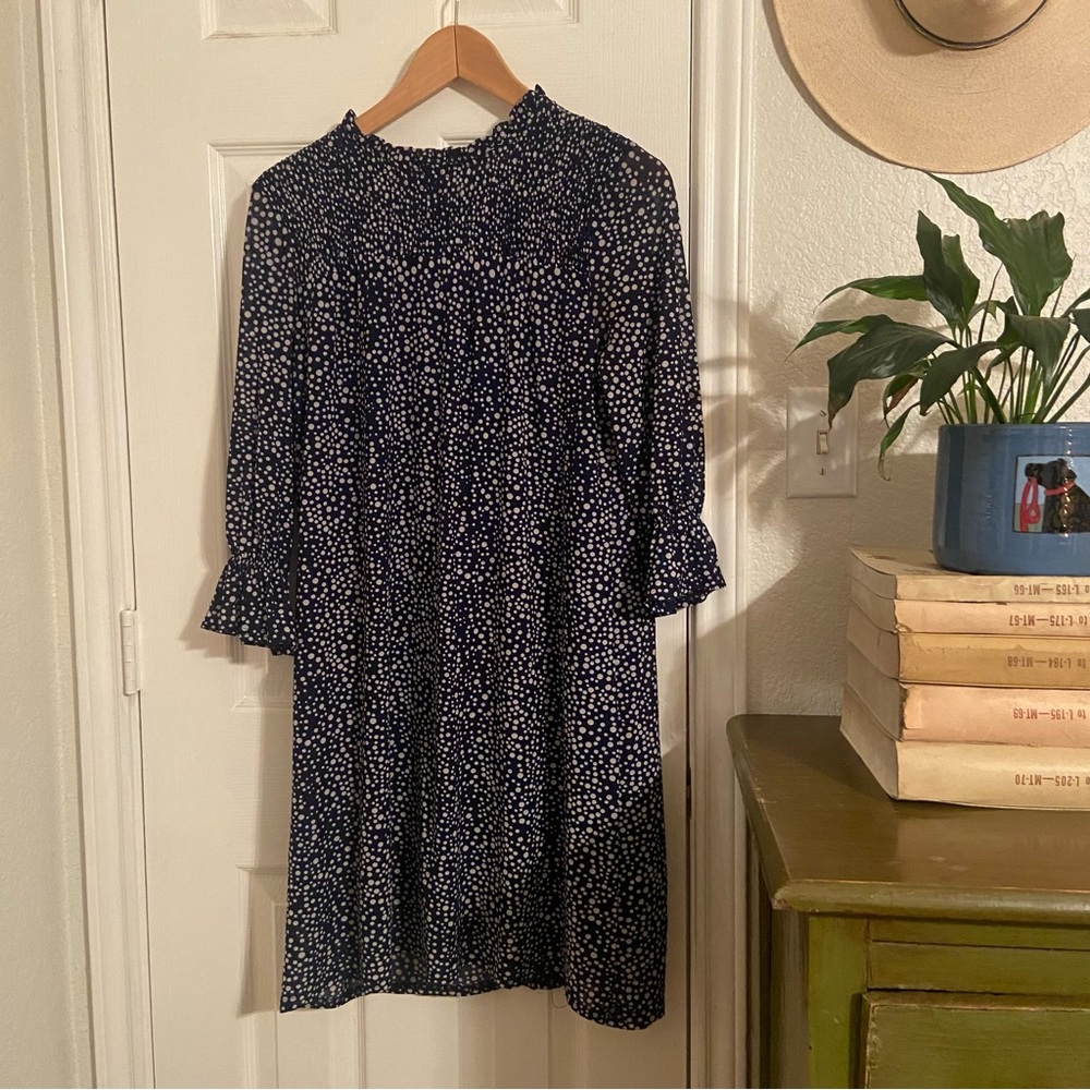 Blue and White Polka Dot Dress